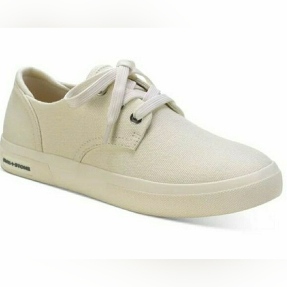 Pair of Sun + Stone Men's Kiva Lace-Up Core Sneakers in an Off-white or Beige